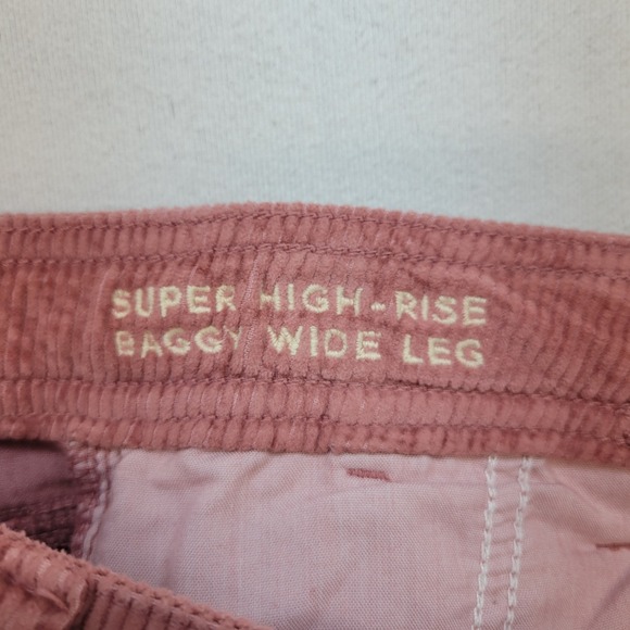 American Eagle Pants Womens 0 Pink Corduroy Baggy Wide Leg High Rise Cargo - Picture 6 of 12